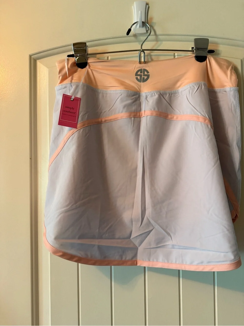 Simply Southern Peach & Light Gray Two-Tone Skort with Pockets NWT - Picture 9 of 10